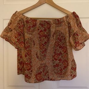Madewell silk pailsey off the shoulder top